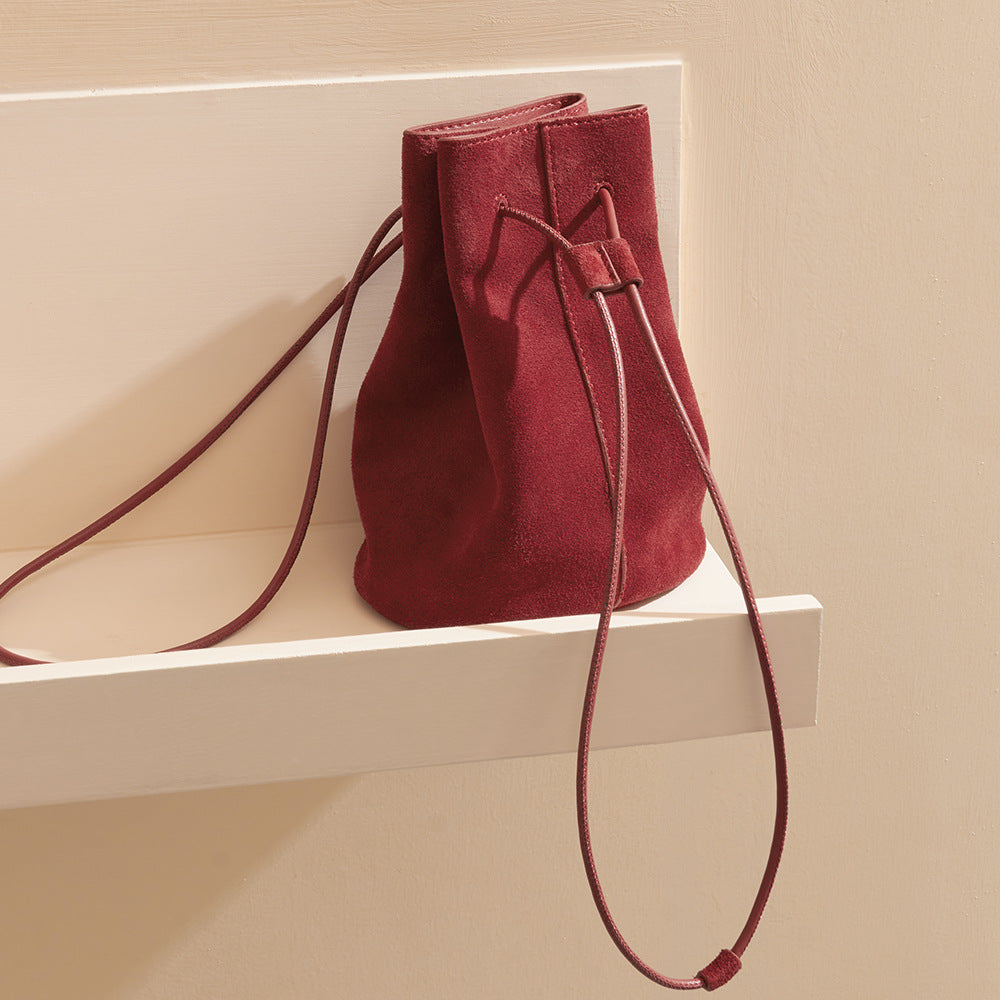 Women's Light Frosted Cowhide Leather Simple Retro Shoulder Bags