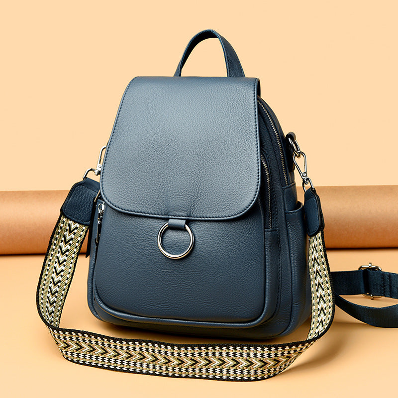 Comfortable Fashion Trendy Large Capacity Cowhide Backpacks