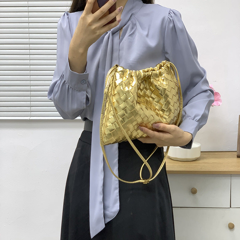 Women's Leather Woven Dumpling Garbage Genuine Underarm Crossbody Bags