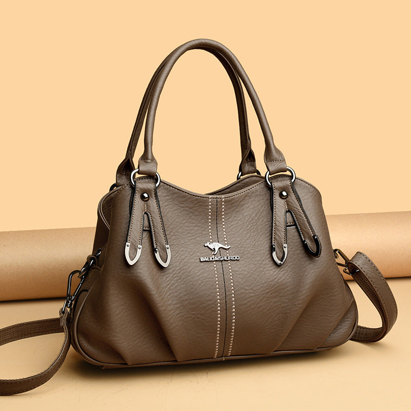 New Women's Luxury Soft Leather Solid Handbags