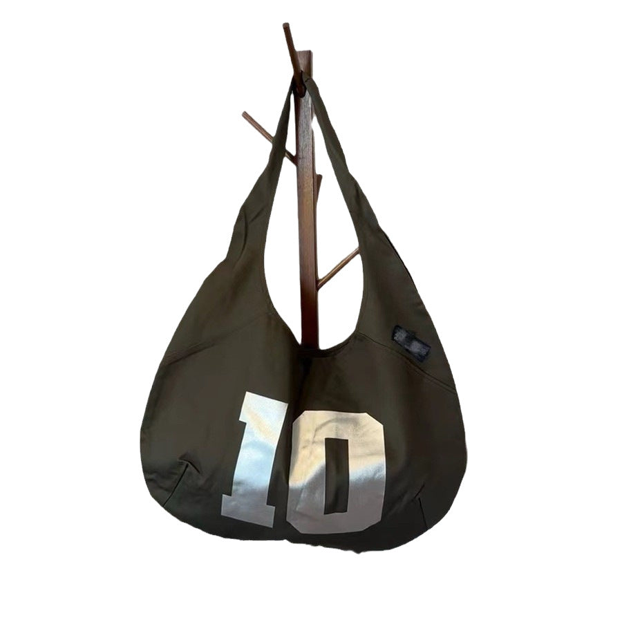 Women's Autumn Retro Alphabet Printed Lace Up Shoulder Bags