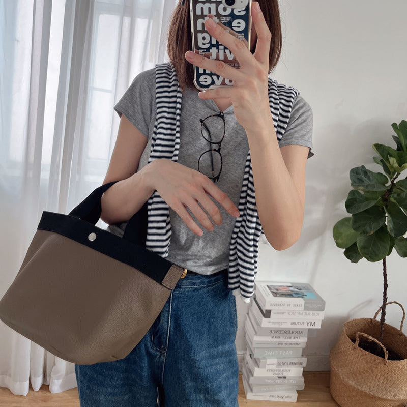 Women's Soft Glutinous First Layer Cowhide Portable Handbags