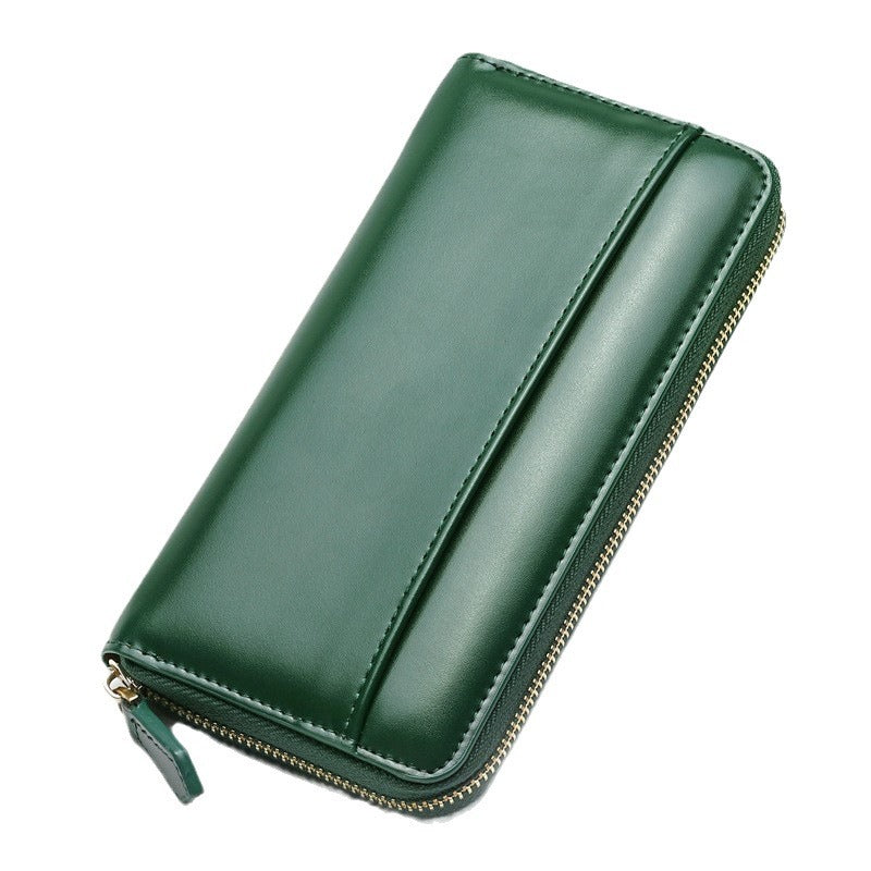 Women's Long Cowhide Zipper Male Clutch Ladies Wallets