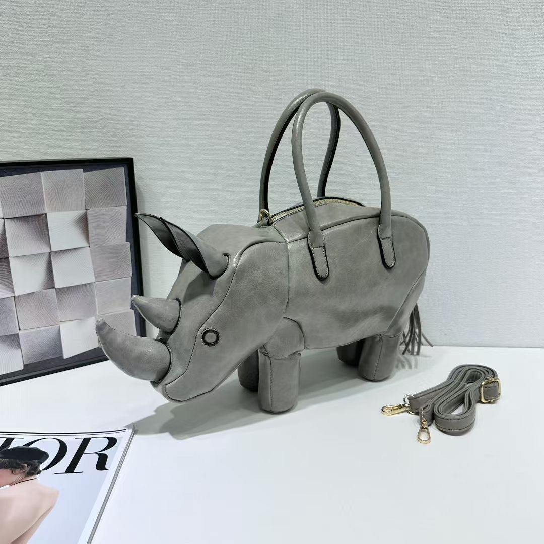 Durable Creative Funny Animals Rhino Shape Handbags