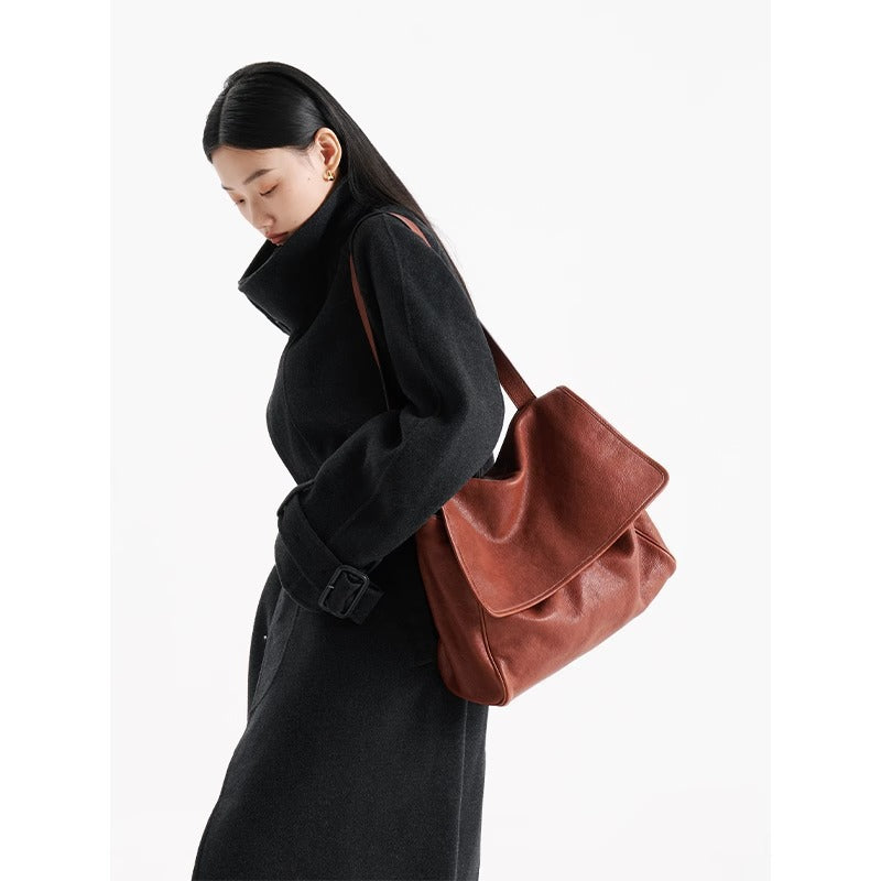 Women's Tanned Leather Cowhide Flip Vintage Soft Crossbody Bags