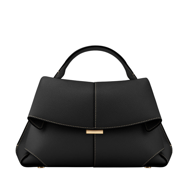 Women's Genuine Leather French Design Fashion Pleated Handbags