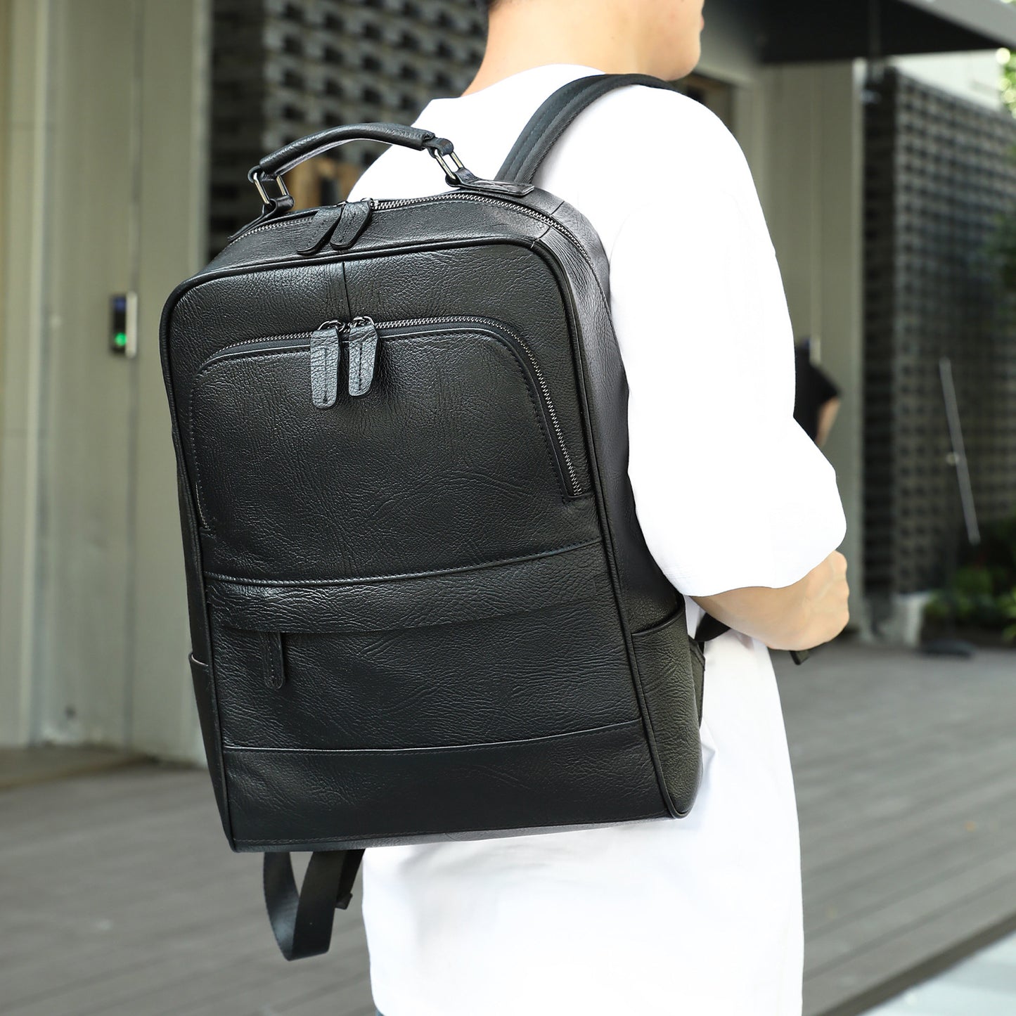Men's Leather Cowhide Retro Large Capacity Business Backpacks