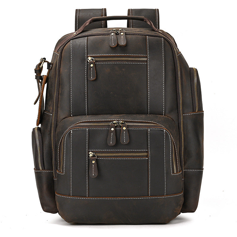 Men's Crazy Horse Leather Large Capacity Retro Backpacks