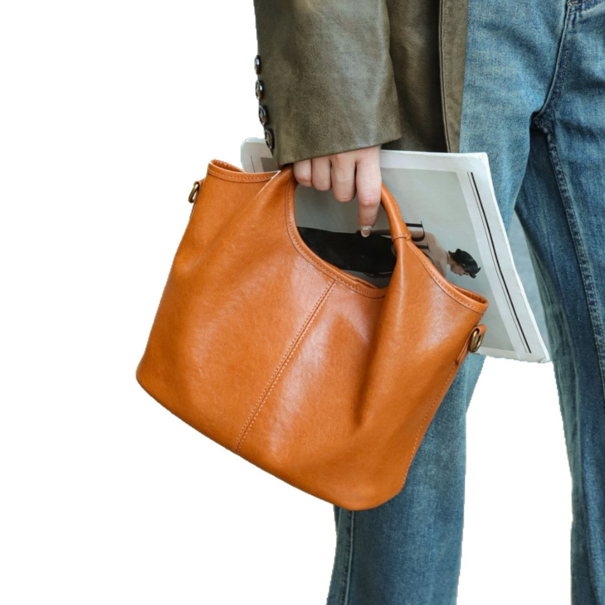 Women's Layer Vegetable Tanning Leather Retro Handbags