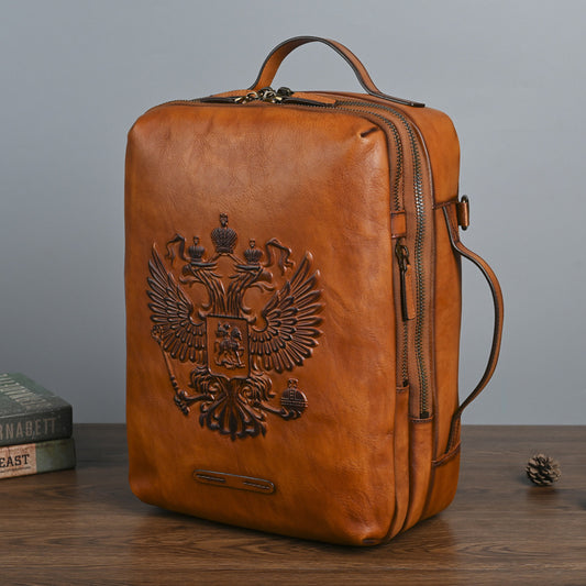 Men's Trendy Head Layer Vegetable Tanning Leather Backpacks