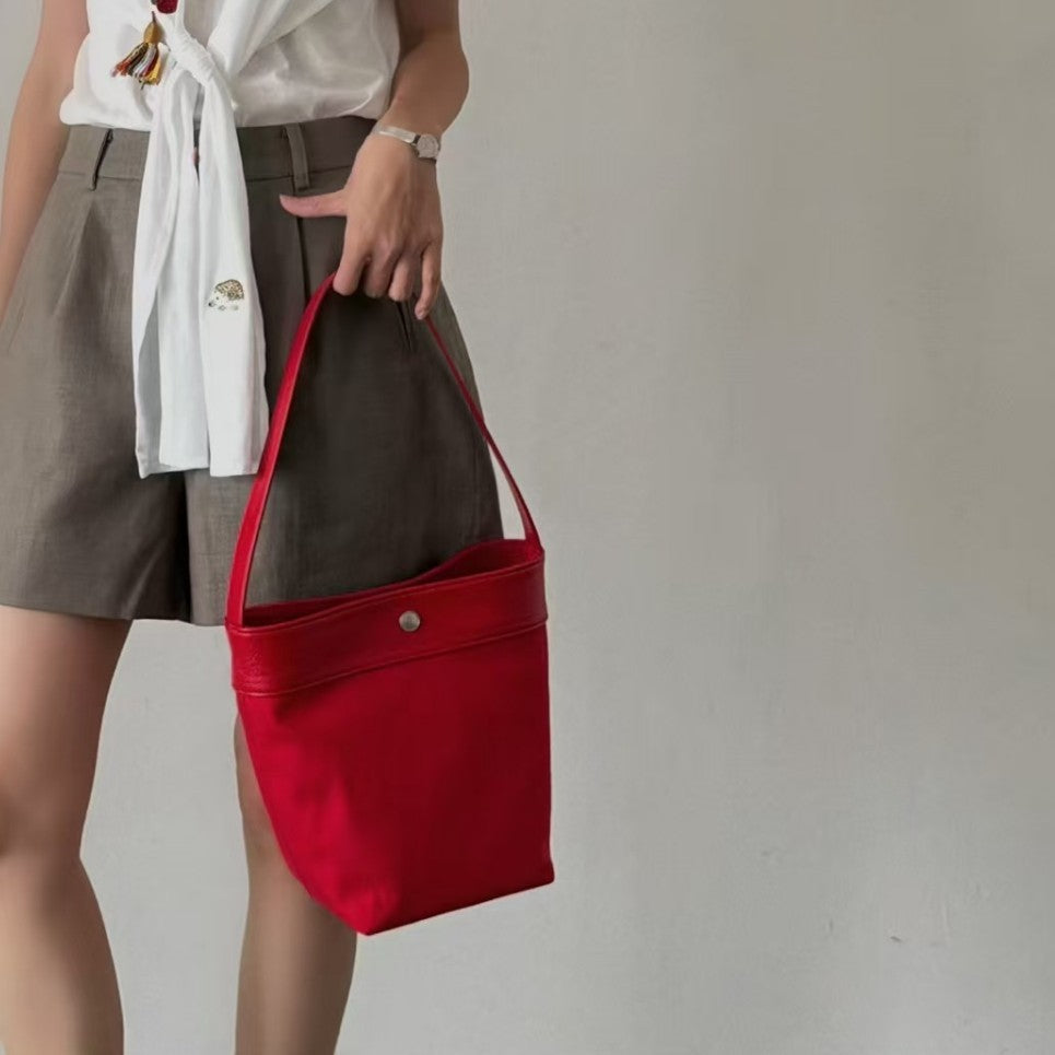 Women's Stitched Cowhide Daily Leisure Commute Handbags