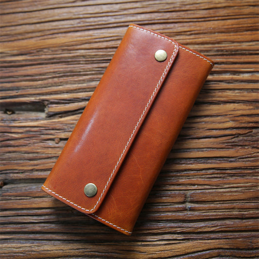 Women's & Men's & Handmade Italian Long Leather First Men's Wallets
