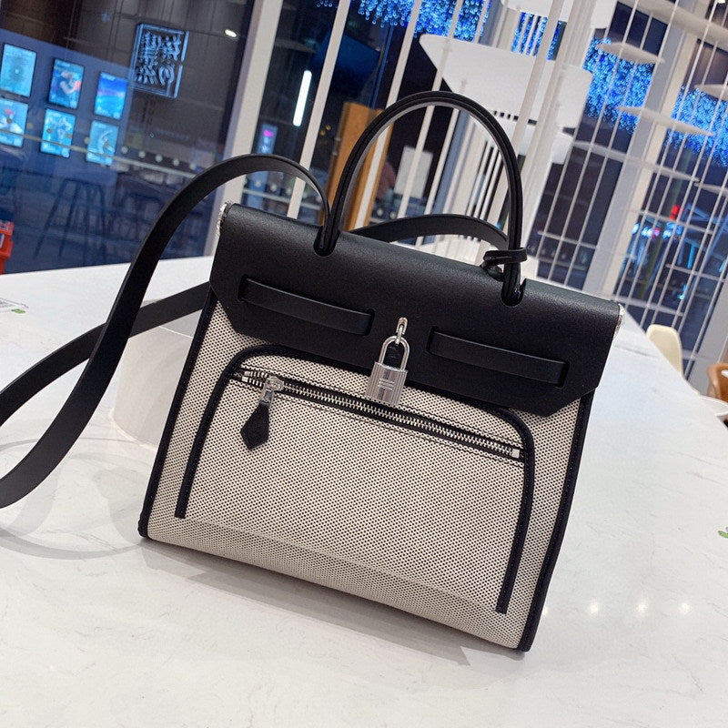 Graceful Classy Attractive Leather With Canvas Handbags