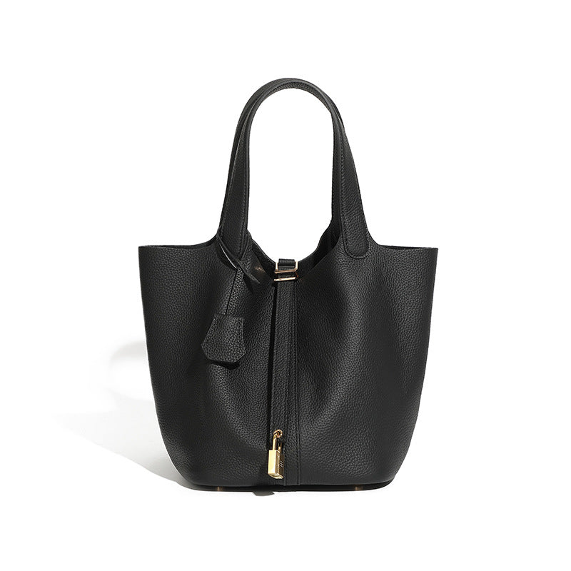 Women's Quality Genuine Leather Vegetable Basket First Layer Cowhide Niche Handbags