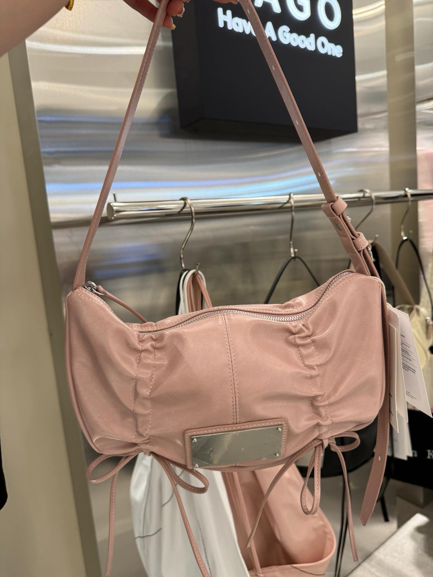 Casual Design Bow Drawstring Underarm Dumpling Shoulder Bags