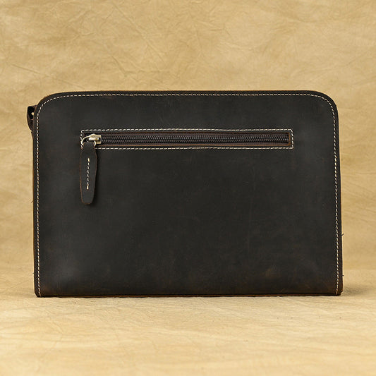 Men's Clutch Crazy Horse Leather Vintage First Layer Kraft Men's Wallets