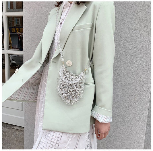 Women's Dinner Fashion Acrylic Transparent Crystal Portable Handmade Beaded Bags