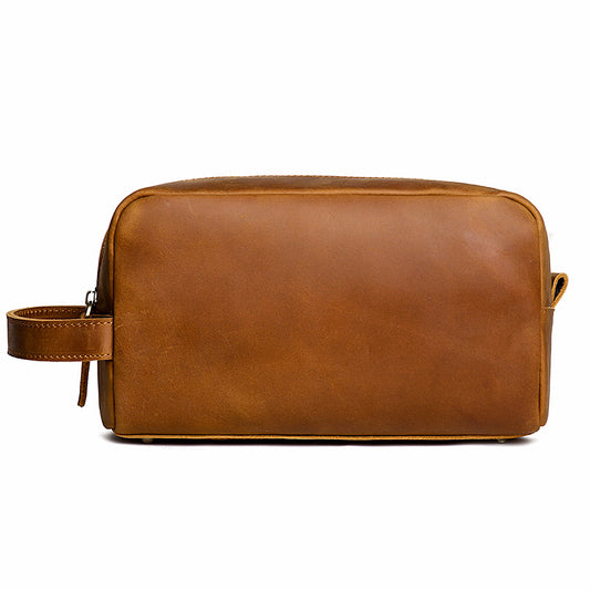 Men's Crazy Horse Leather Toiletry Business Trip Men's Handbags