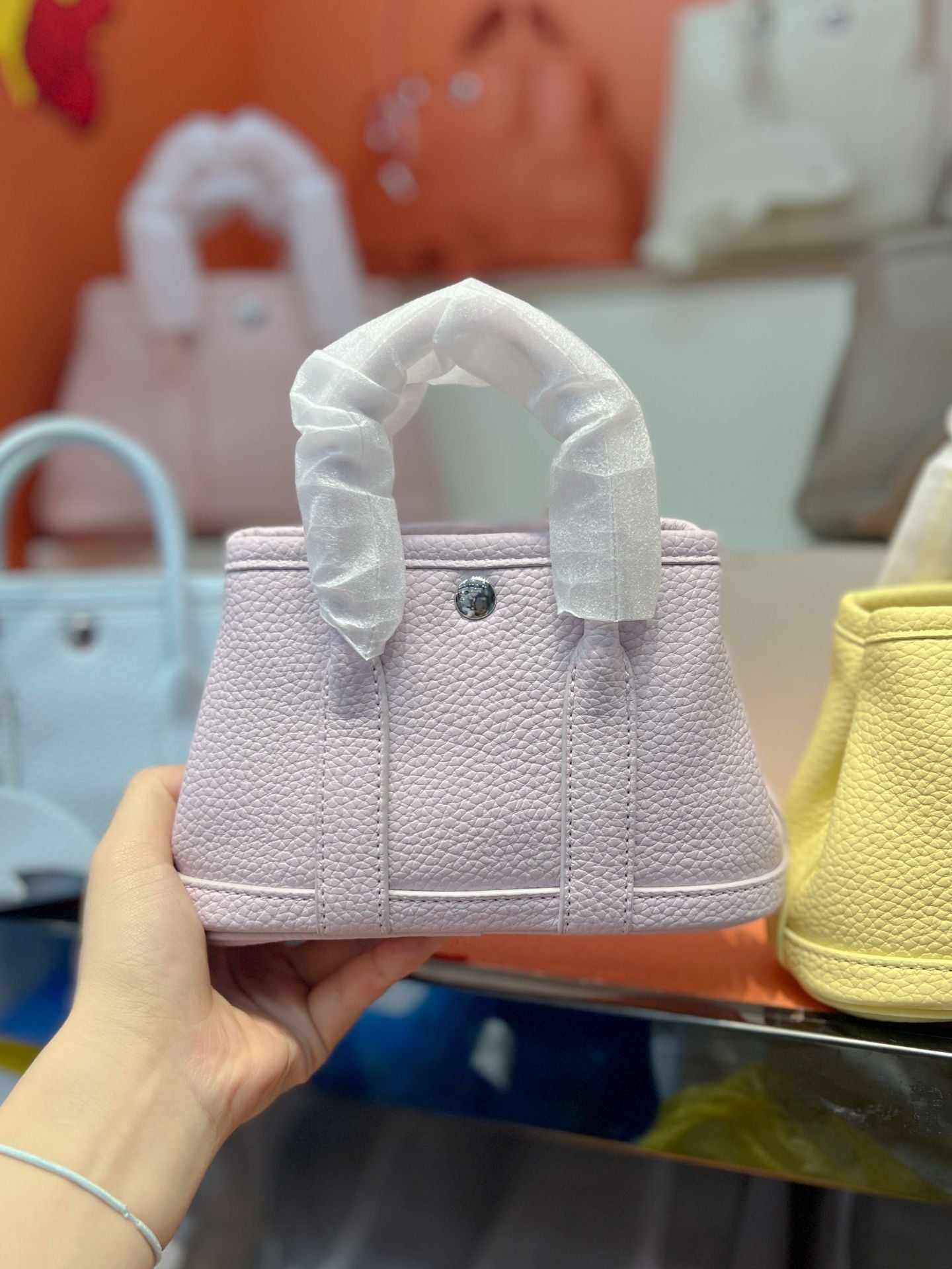 Mini Lychee Pattern Mobile Genuine Leather Handbags