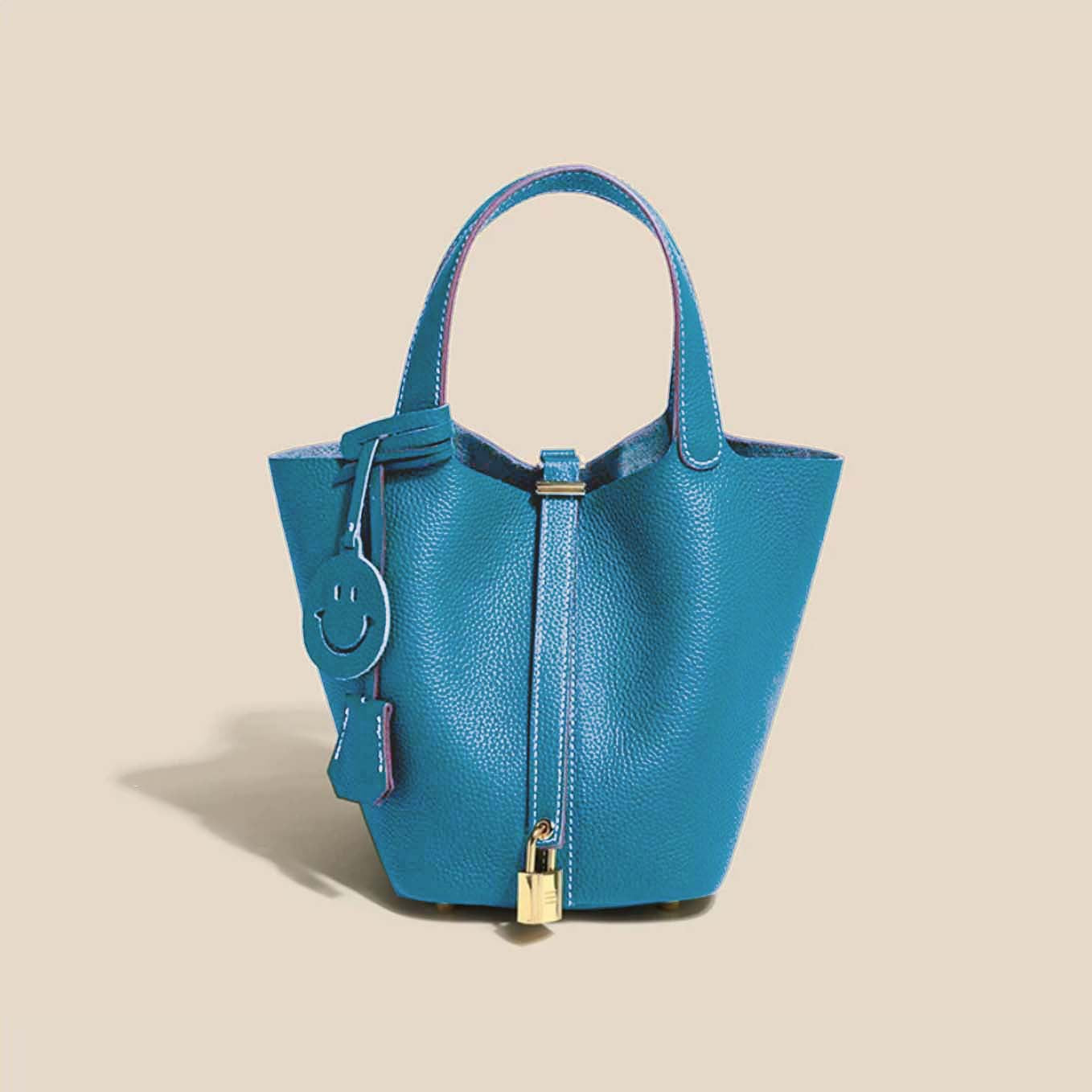 Women's Layer Cowhide Vegetable Basket Versatile Genuine Handbags