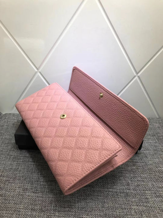 Leather Female Long Simple Embossed Cowhide Ladies Wallets