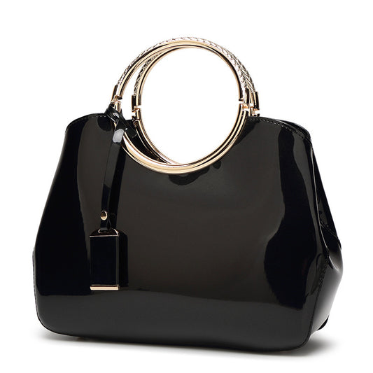 Women's Fashion Wedding Shiny Patent Leather Hanging Handbags
