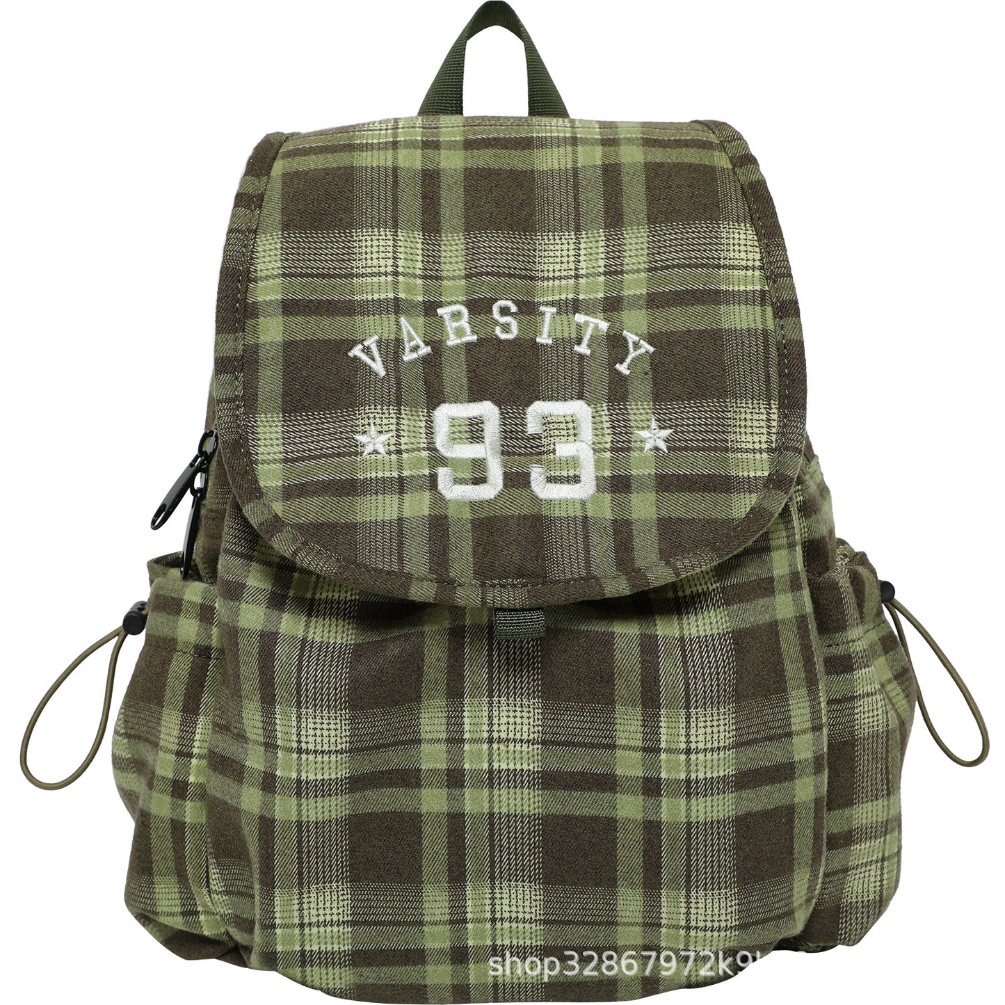 Women's Niche Retro Plaid Woolen Canvas Backpacks