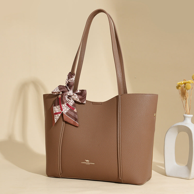 Women's Silk Scarf Retro Solid Color Large Capacity Handbags