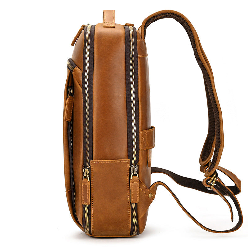 Men's Genuine Leather Commuter Computer Black First Backpacks