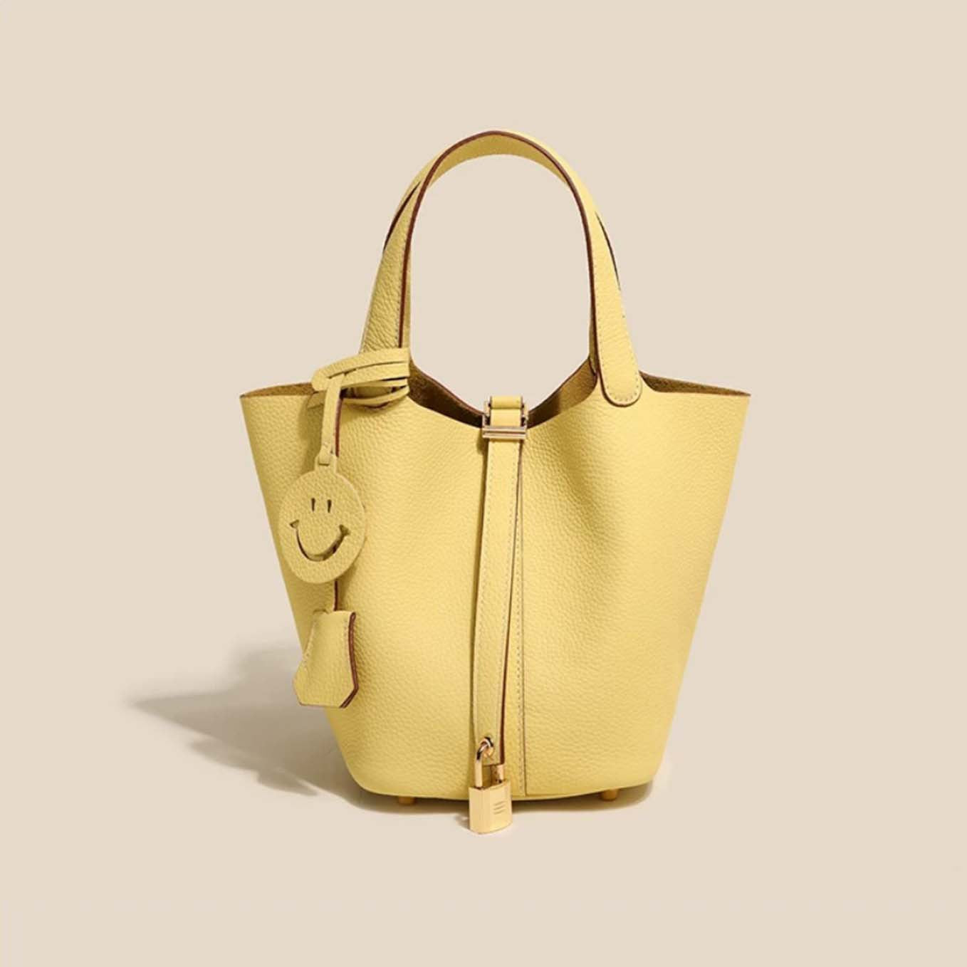 Women's Layer Cowhide Vegetable Basket Versatile Genuine Handbags