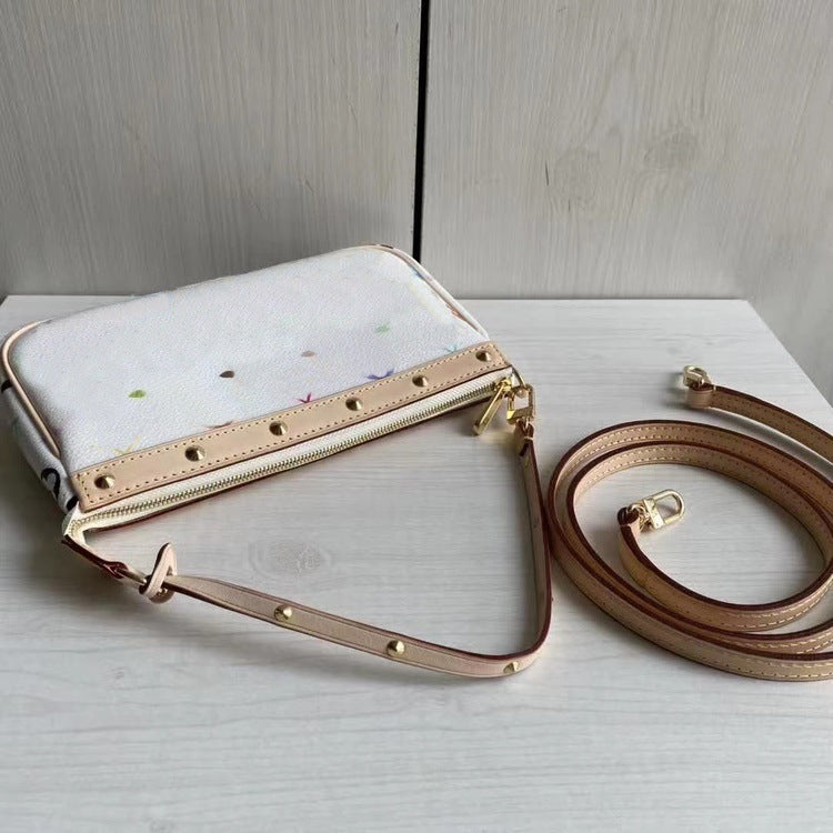 Women's Rivet Mahjong Underarm Envelope White Color Crossbody Bags