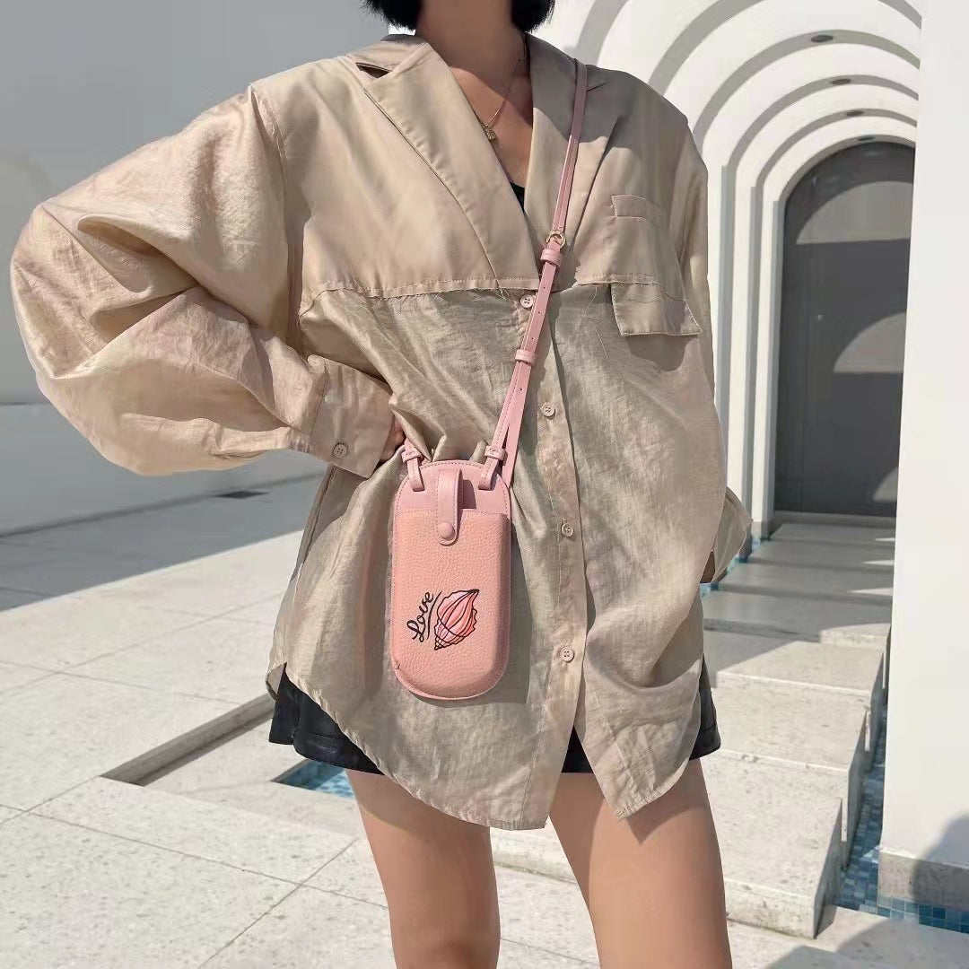 Women's First Layer Cowhide Mini Vertical Mobile Shoulder Bags
