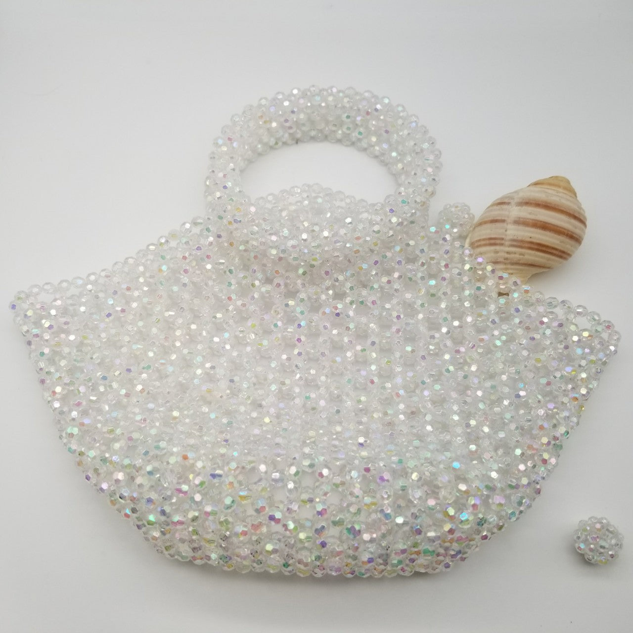 Women's Beads Vegetable Basket Hollow Triangle Round Handbags