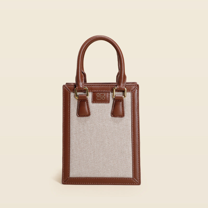 Women's Commuter High-grade Mobile Genuine Leather Canvas Crossbody Bags