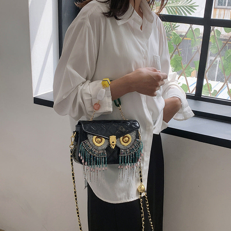 Women's Detachable Light Luxury Owl Mask Shape Shoulder Bags