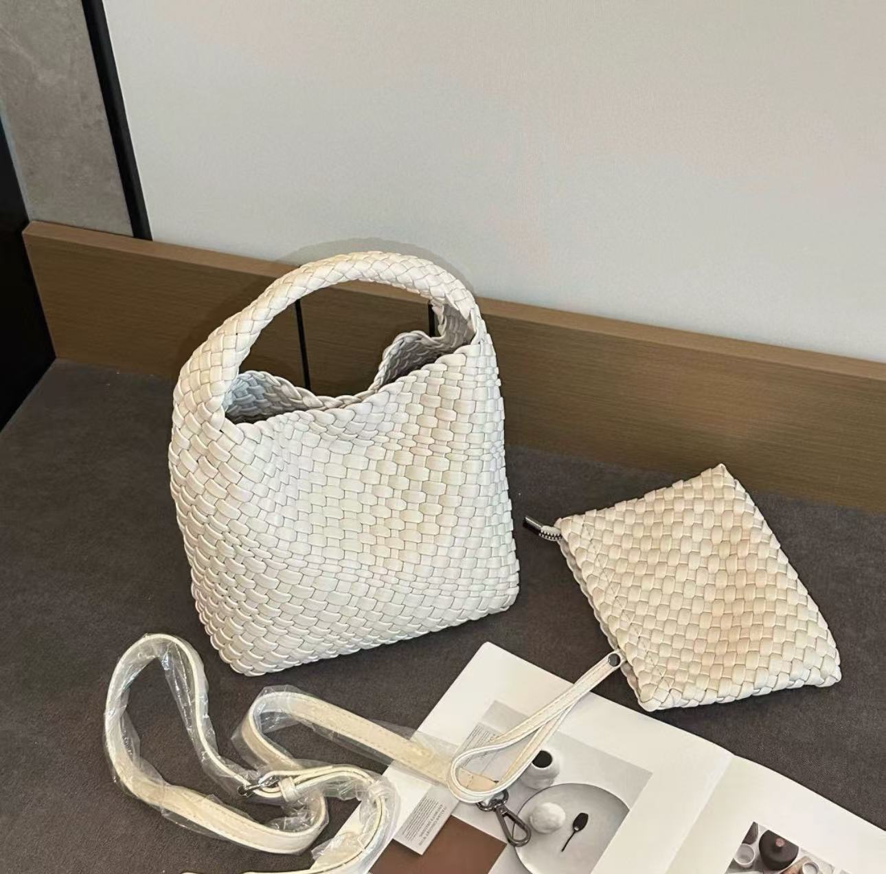 Genuine Leather Woven Vegetable Basket Holiday Crossbody Bags