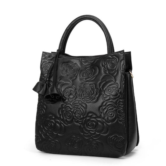 Women's Large Capacity Fashion Embossing Genuine Leather Handbags