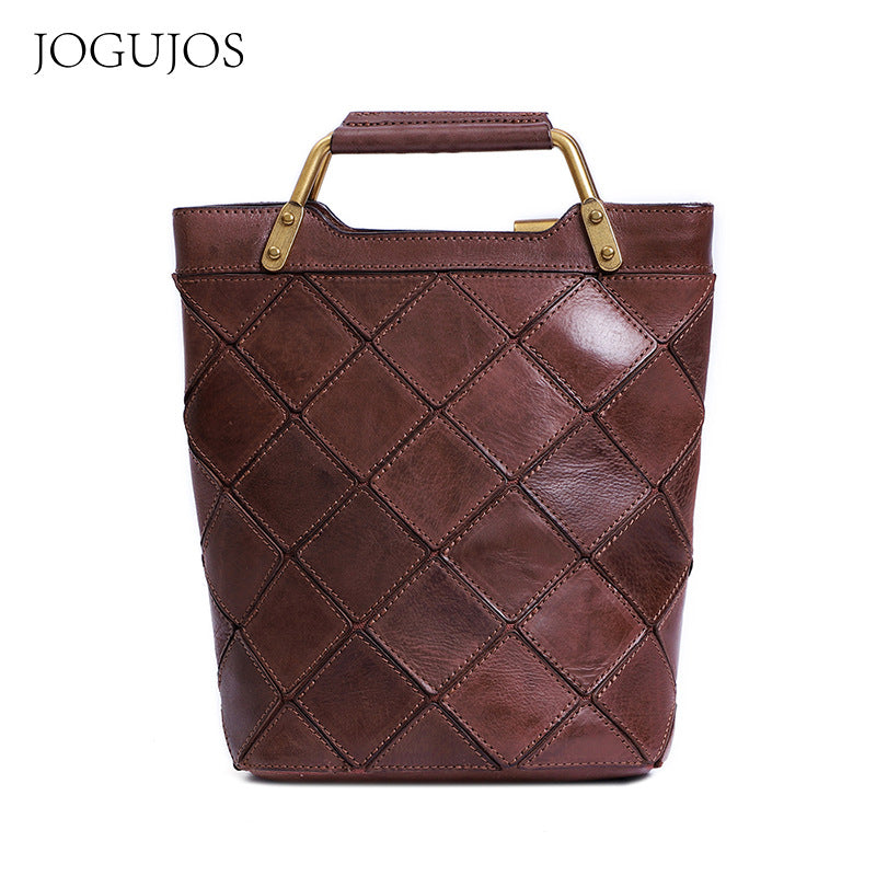 Women's Fashion Genuine Leather Retro Patchwork Crossbody Bags