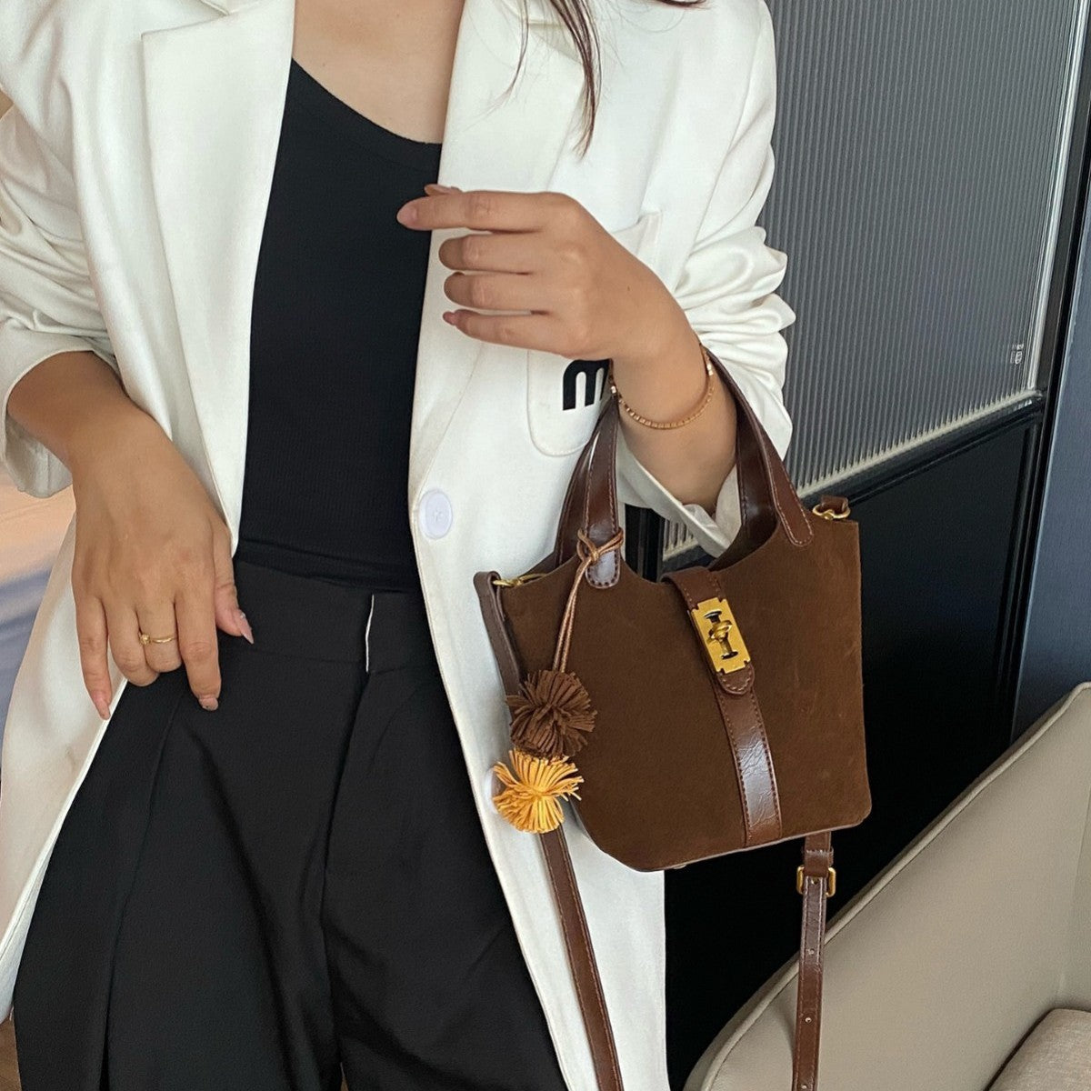 Women's Trendy Simple Combination High-grade Portable Niche Shoulder Bags