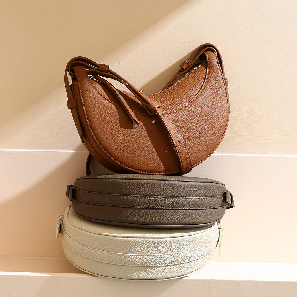 Women's Fashionable High Sense Niche Litchi Pattern Crossbody Bags