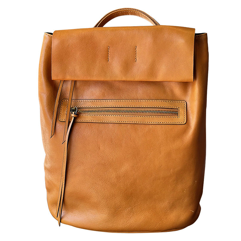 Women's Leather Large Capacity Retro Artistic Vegetable Backpacks
