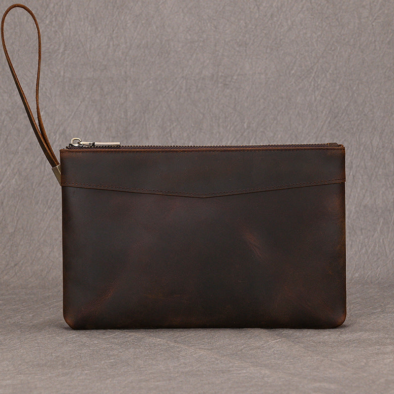 Men's Leather Clutch Large Capacity Long Retro Business Cowhide Men's Wallets
