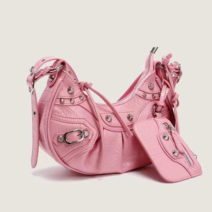 Women's Motorcycle Underarm Rivet Tassel Three-in-one Crossbody Bags