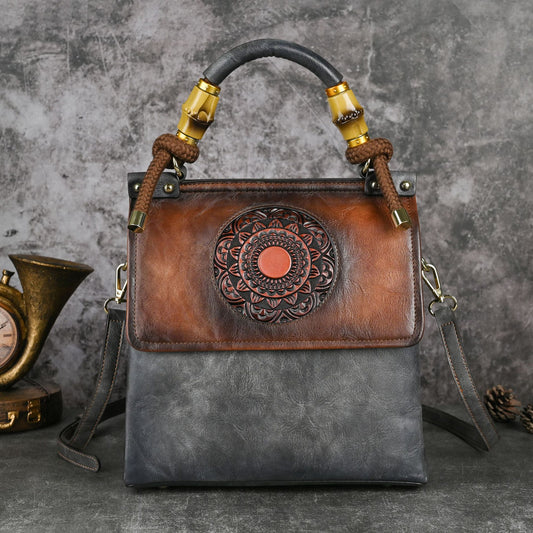 Chinese Style Embossed Hand-rub Color Vintage Crossbody Bags