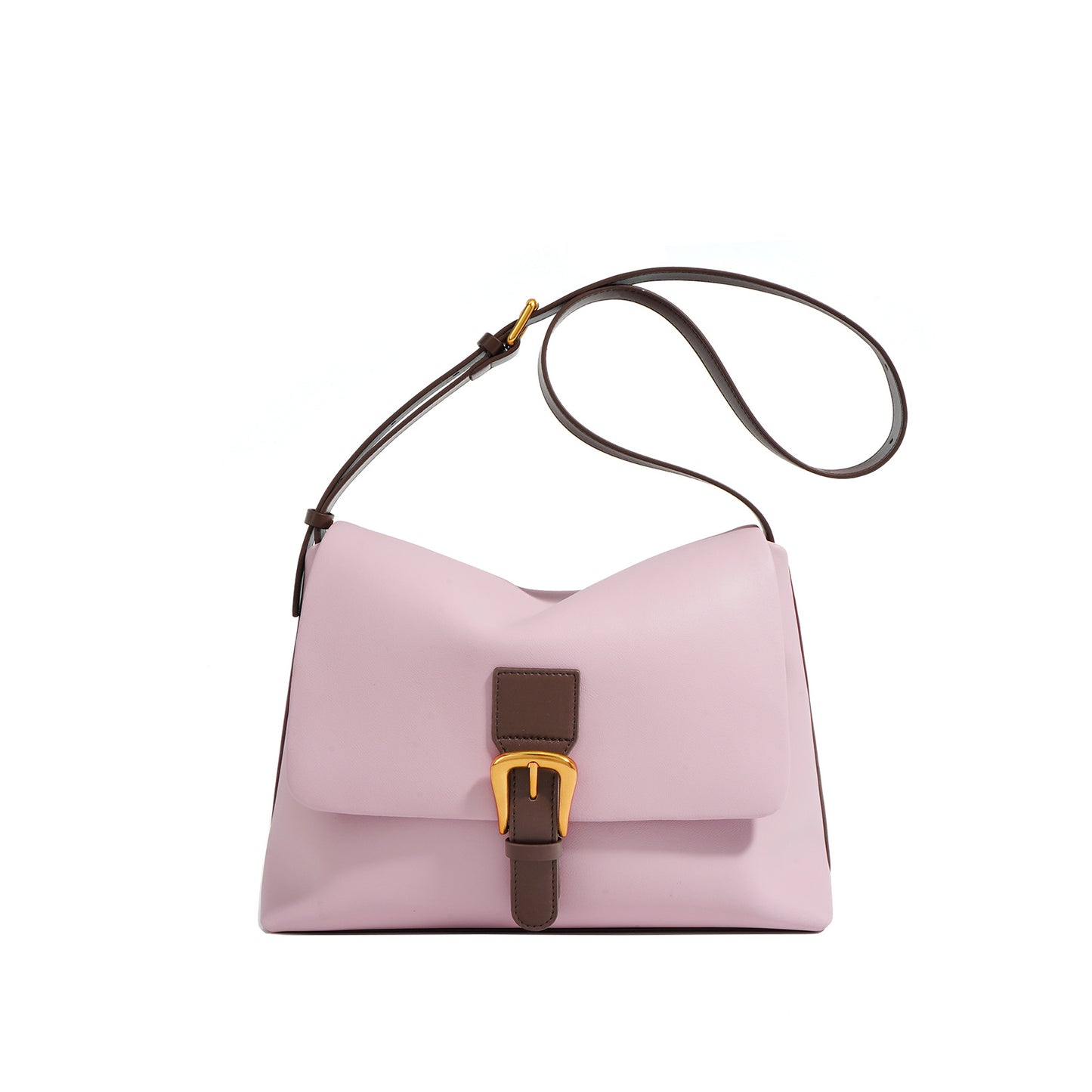 Contrast Color Cowhide Simple Commute Underarm Small Square Bags