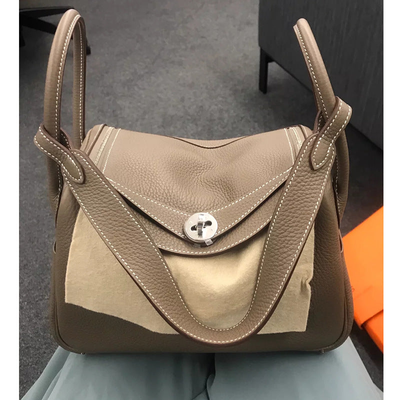 Women's First Layer Cowhide Lychee Pattern Lindy Shoulder Bags
