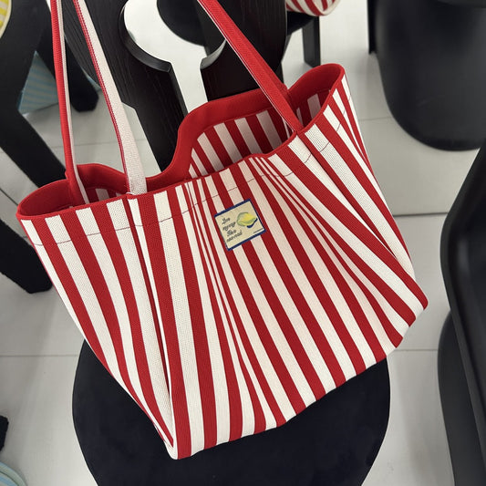 Elegant Striped Big Leisure Commute Trend Tote Bags