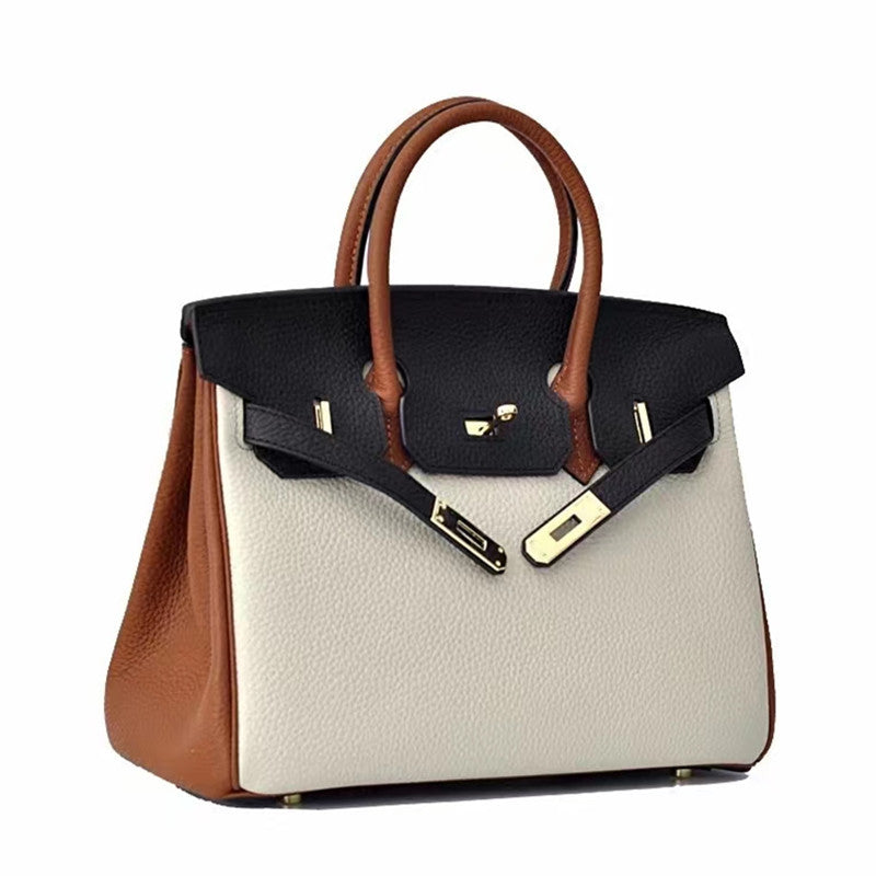 Matching Fashion Top Layer Litchi Grain Cowhide Shoulder Bags