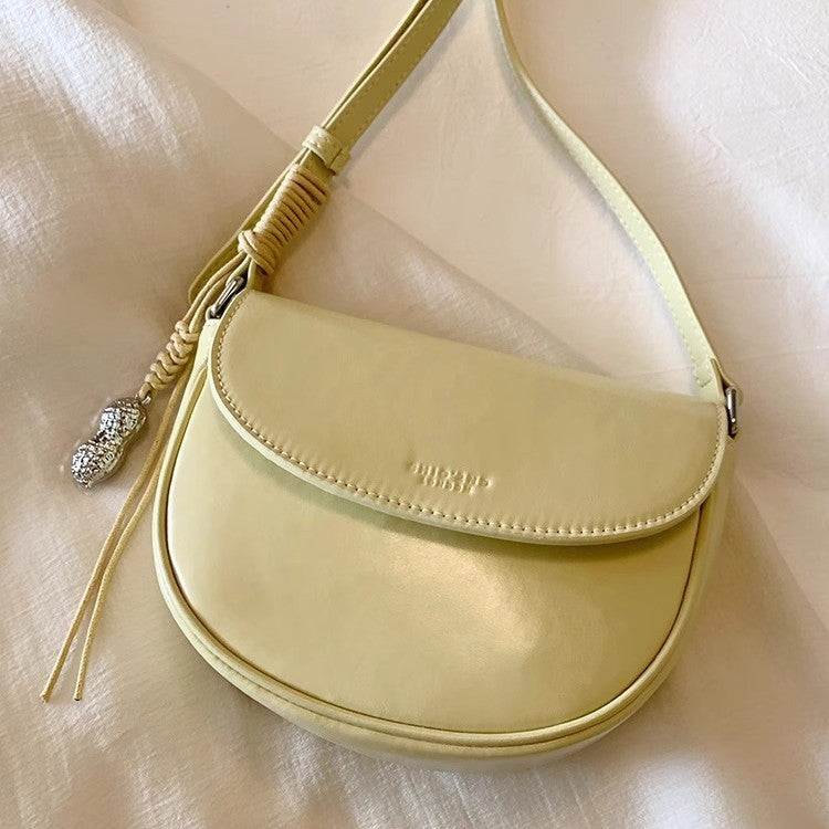 Women's Half Sugar Milk Chestnut Saddle Summer Crossbody Bags