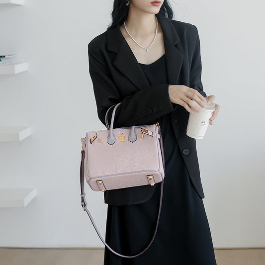 Women's Layer Cowhide Genuine Leather Portable Kelly Shoulder Bags